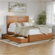 Clayton Queen Wood Platform Bed with Panel Footboard & Drawers in Light Toffee