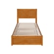 Clayton Twin XL Wood Platform Bed with Panel Footboard & Trundle in Light Toffee