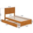 Clayton Twin Wood Platform Bed with Panel Footboard & Trundle in Light Toffee