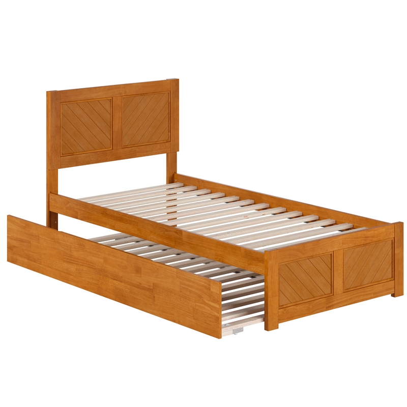 Canyon Twin XL Platform Bed with Matching Footboard & Trundle in Light Toffee
