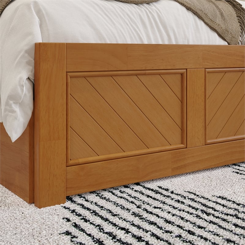 Canyon Twin XL Platform Bed with Matching Footboard & Trundle in Light Toffee