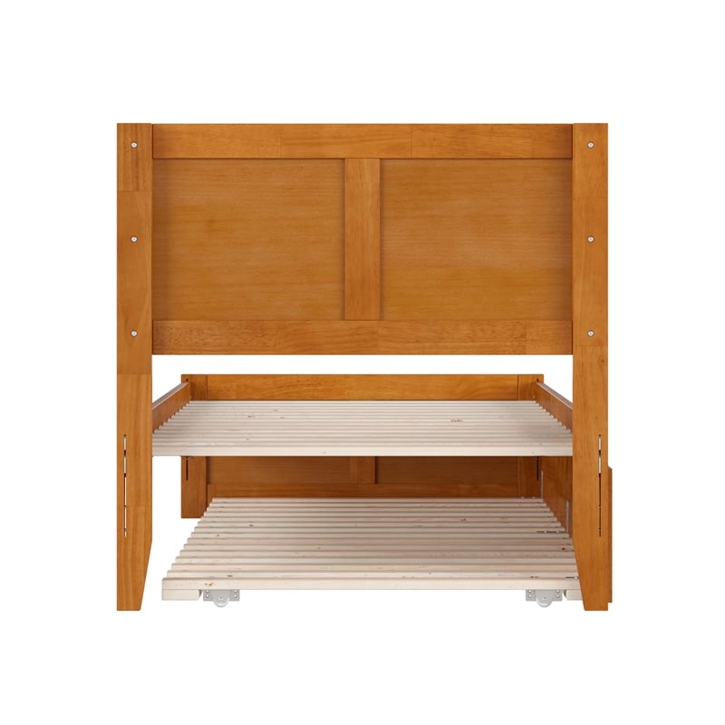 Canyon Twin XL Platform Bed with Matching Footboard & Trundle in Light Toffee