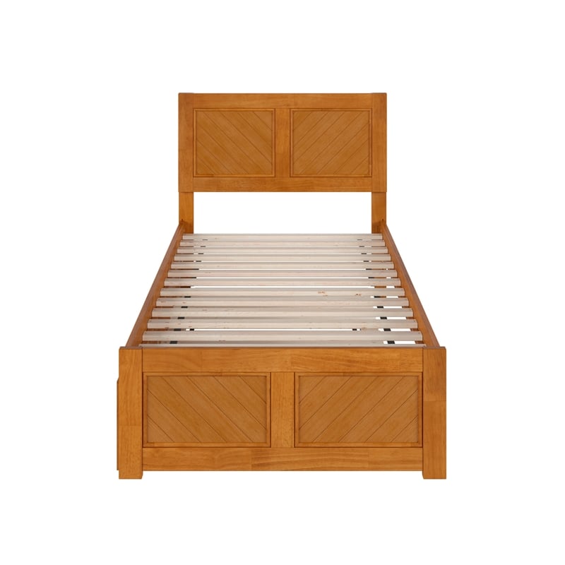 Canyon Twin XL Platform Bed with Matching Footboard & Trundle in Light Toffee