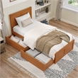 Canyon Twin XL Storage Wood Platform Bed with Matching Footboard in Light Toffee