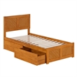 Canyon Twin XL Storage Wood Platform Bed with Matching Footboard in Light Toffee