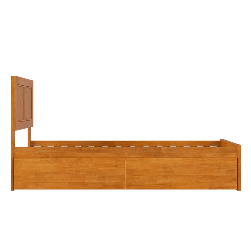 Canyon Twin XL Storage Wood Platform Bed with Matching Footboard in Light Toffee