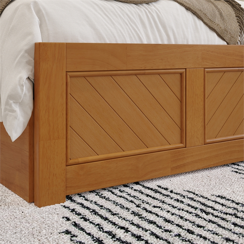 Canyon Twin XL Storage Wood Platform Bed with Matching Footboard in Light Toffee