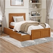 Canyon Twin XL Storage Wood Platform Bed with Matching Footboard in Light Toffee