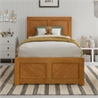 Canyon Twin Wood Platform Bed with Matching Footboard & Trundle in Light Toffee