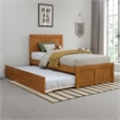 Canyon Twin Wood Platform Bed with Matching Footboard & Trundle in Light Toffee