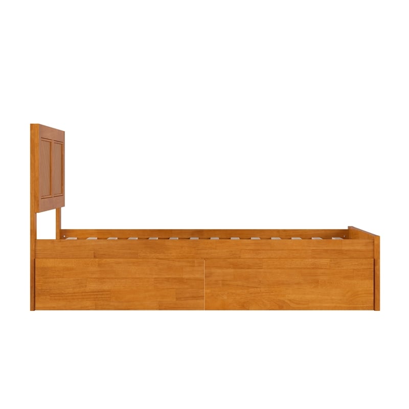 Canyon Twin Storage Wood Platform Bed with Matching Footboard in Light Toffee