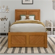 Canyon Twin Storage Wood Platform Bed with Matching Footboard in Light Toffee
