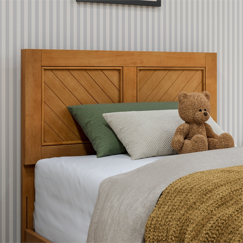 Canyon Twin Storage Wood Platform Bed with Matching Footboard in Light Toffee