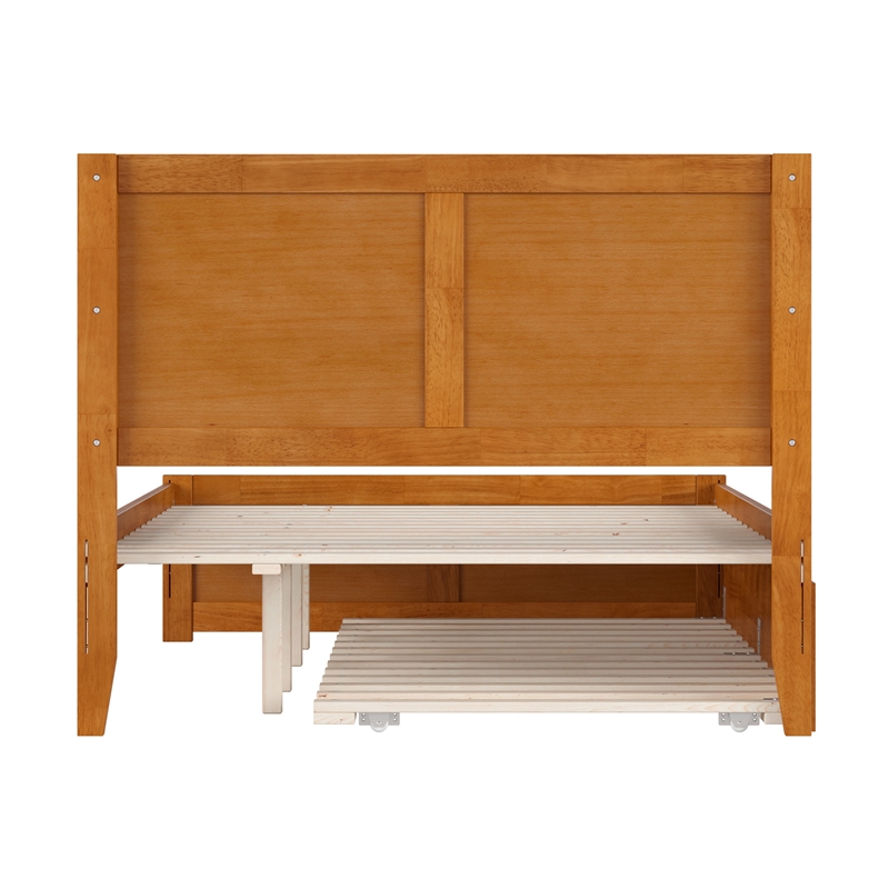Canyon Full Wood Platform Bed with Matching Footboard & Trundle in Light Toffee