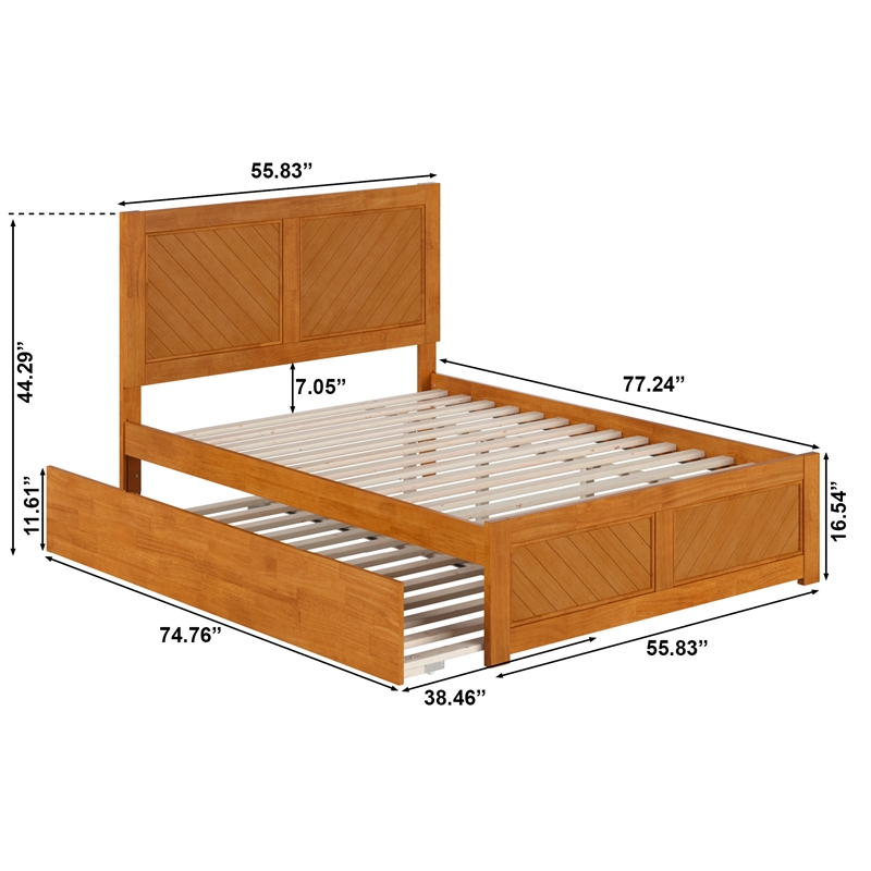 Canyon Full Wood Platform Bed with Matching Footboard & Trundle in Light Toffee