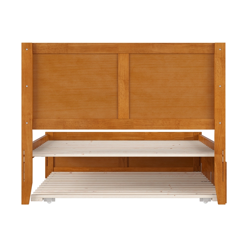 Canyon Full Wood Platform Bed with Matching Footboard & Trundle in Light Toffee