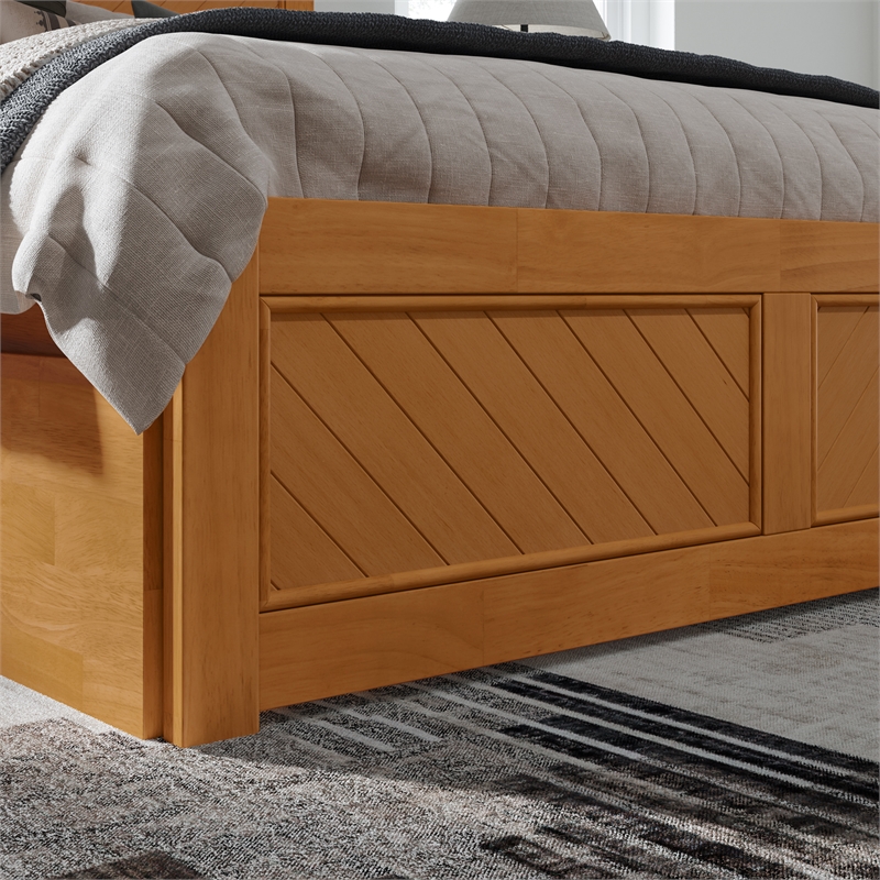 Canyon Full Storage Wood Platform Bed with Matching Footboard in Light Toffee