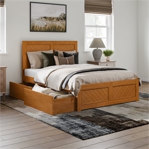 Canyon Full Storage Wood Platform Bed with Matching Footboard in Light Toffee