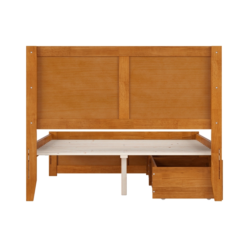 Canyon Full Storage Wood Platform Bed with Matching Footboard in Light Toffee