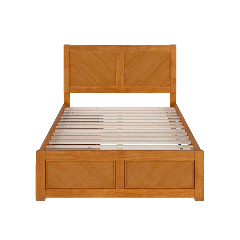 Canyon Full Storage Wood Platform Bed with Matching Footboard in Light Toffee