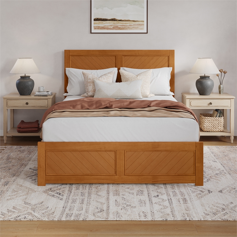 Canyon Queen Foundation Bed Frame with Matching Footboard in Light Toffee