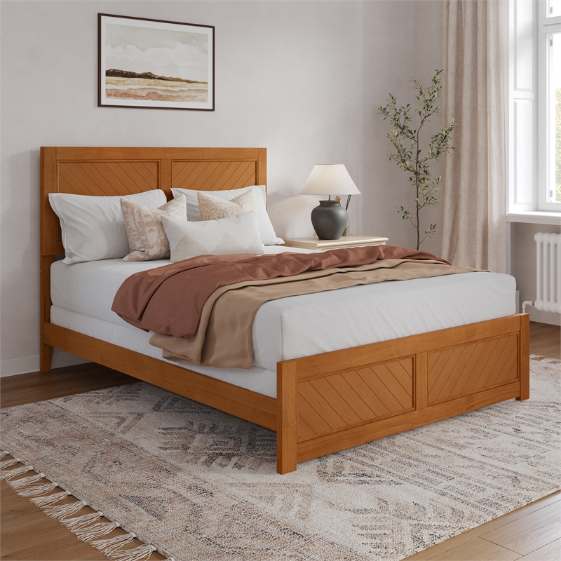 Canyon Queen Foundation Bed Frame with Matching Footboard in Light Toffee