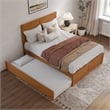 Canyon Queen Wood Platform Bed with Matching Footboard & Trundle in Light Toffee