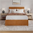 Canyon Queen Wood Platform Bed with Matching Footboard & Trundle in Light Toffee
