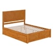 Canyon Queen Wood Platform Bed with Matching Footboard & Trundle in Light Toffee