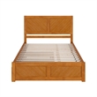 Canyon Queen Wood Platform Bed with Matching Footboard & Trundle in Light Toffee