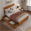Canyon Queen Storage Wood Platform Bed with Matching Footboard in Light Toffee