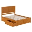 Canyon Queen Storage Wood Platform Bed with Matching Footboard in Light Toffee