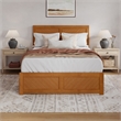 Canyon Queen Storage Wood Platform Bed with Matching Footboard in Light Toffee