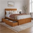 Canyon Queen Storage Wood Platform Bed with Matching Footboard in Light Toffee