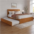 Canyon King Wood Platform Bed with Matching Footboard & Trundle in Light Toffee