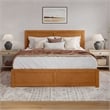 Canyon King Storage Wood Platform Bed with Matching Footboard in Light Toffee