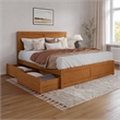 Canyon King Storage Wood Platform Bed with Matching Footboard in Light Toffee