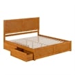 Canyon King Storage Wood Platform Bed with Matching Footboard in Light Toffee