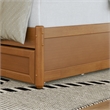 Clayton Queen Wood Platform Bed with Panel Footboard & Trundle in Light Toffee