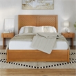 Clayton Queen Wood Platform Bed with Panel Footboard & Trundle in Light Toffee