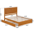 Clayton Queen Wood Platform Bed with Panel Footboard & Trundle in Light Toffee