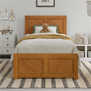 Canyon Twin Foundation Bed Frame with Matching Footboard in Light Toffee