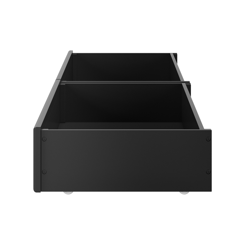 Queen/King/Twin XL Mid-Century Modern Wood Under Bed Storage Drawers in Black