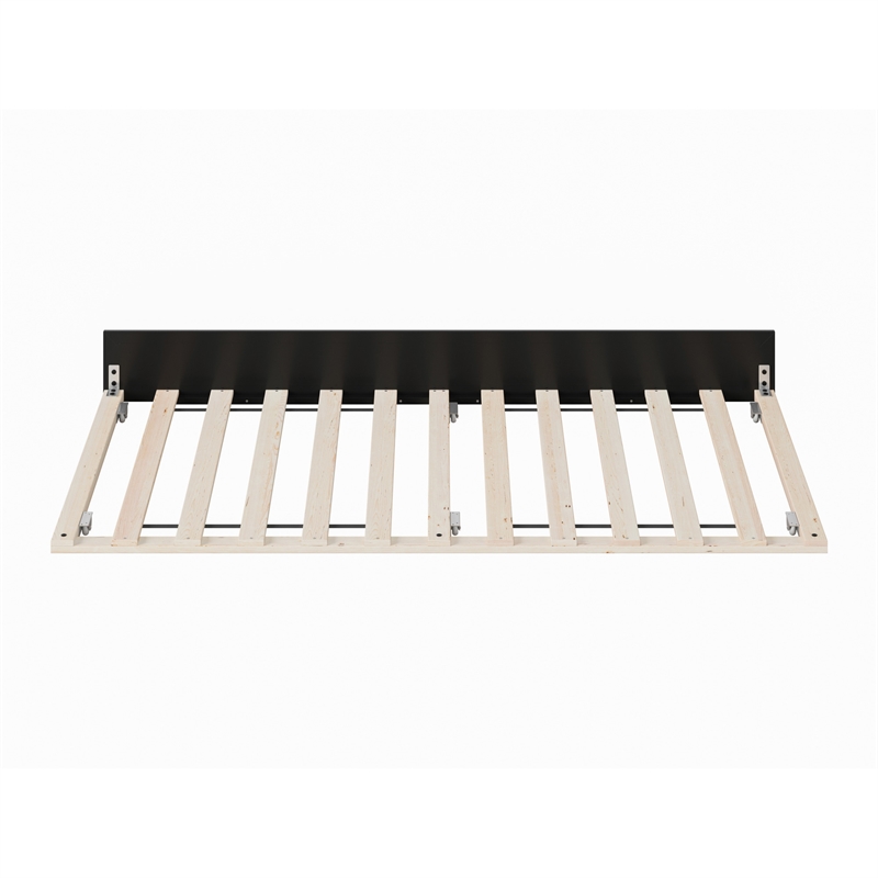 Twin Mid-Century Modern Solid Wood Trundle Bed in Black