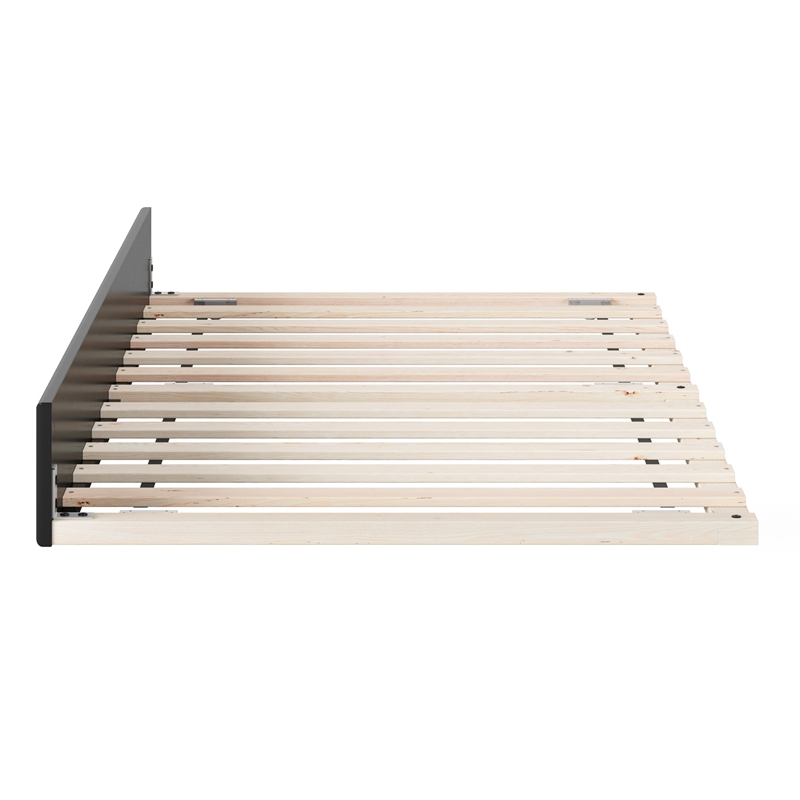 Twin Mid-Century Modern Solid Wood Trundle Bed in Black