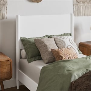 Pasadena Twin Solid Wood Panel Headboard in White
