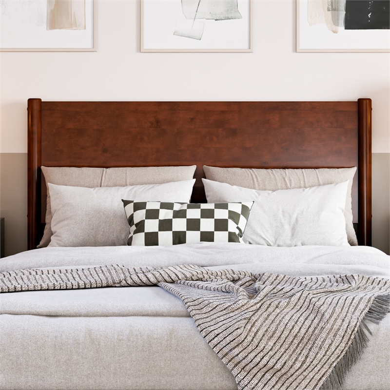 Pasadena Full Solid Wood Panel Headboard in Walnut