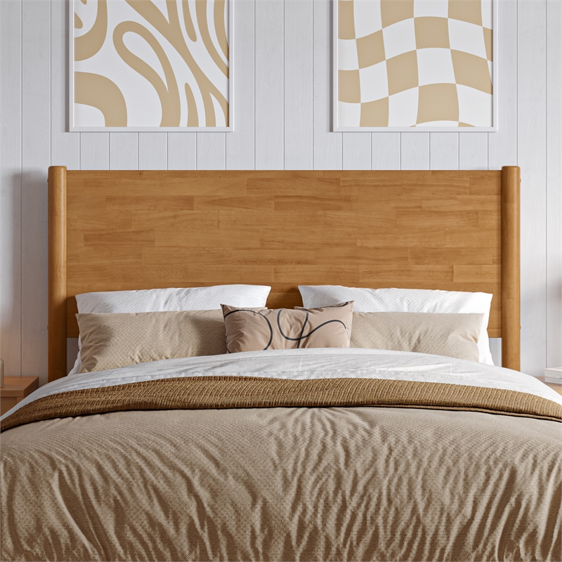 Pasadena Full Solid Wood Panel Headboard in Light Toffee