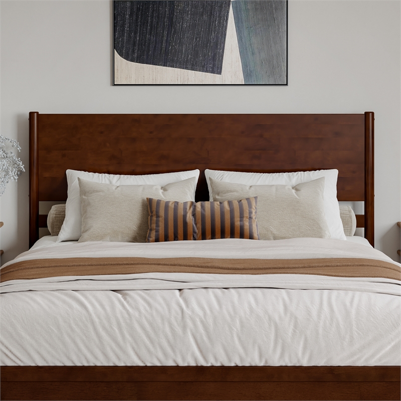 Pasadena King Solid Wood Panel Headboard in Walnut Brown