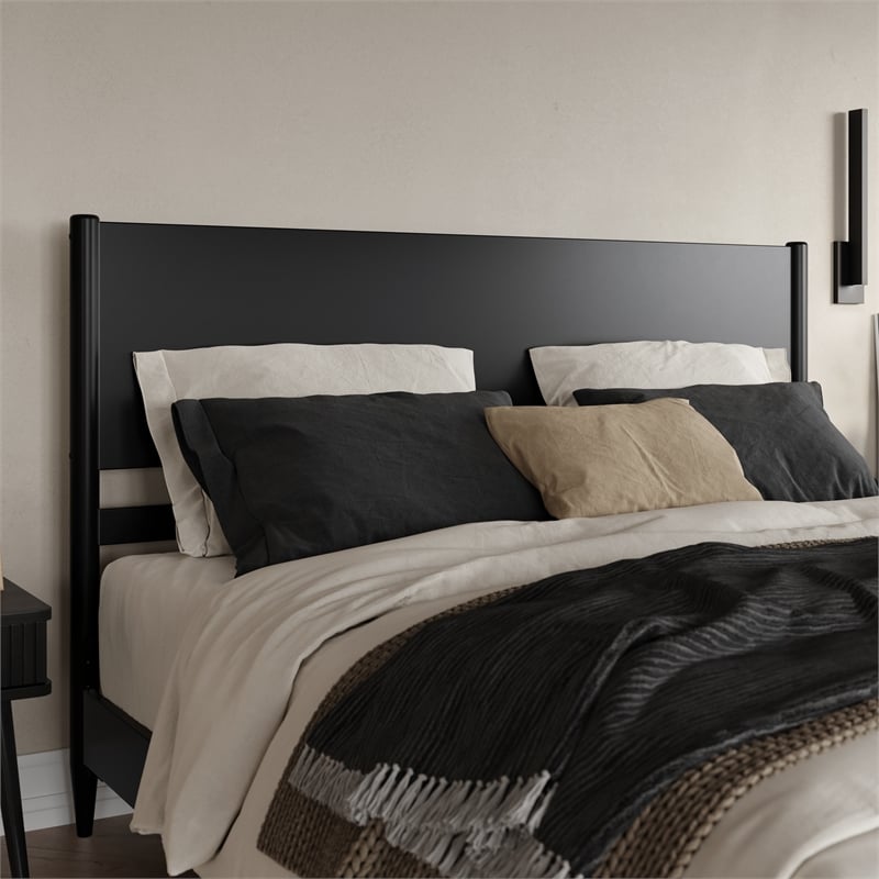Pasadena King Solid Wood Panel Headboard in Black